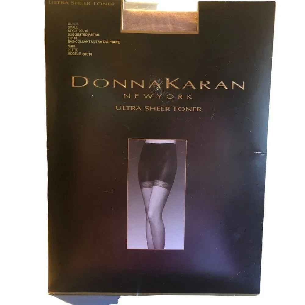 Donna Karan New York Pantyhose Ultra Sheer Toner Smal Black New Sealed‎ OOC1O